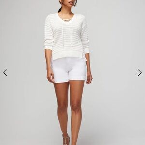 Lace - Up Pullover Sweater White House Black Market S White collar